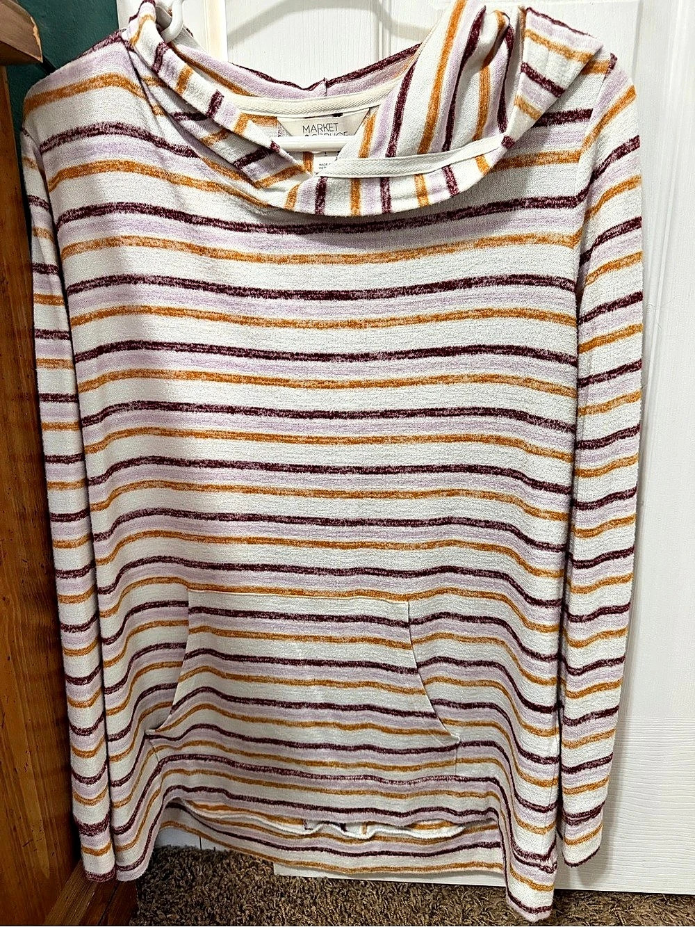 Market & Spruce Striped Cowl Neck Long Sleeve Large